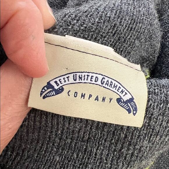 Men's vintage 90s lime, green, gray, purples stripe turtleneck ski Sweater - Picture 6 of 7